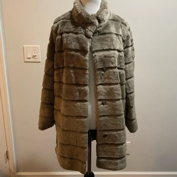 Basler Jackets Coats Basler Taupe Faux Fur Coat Grey Greige